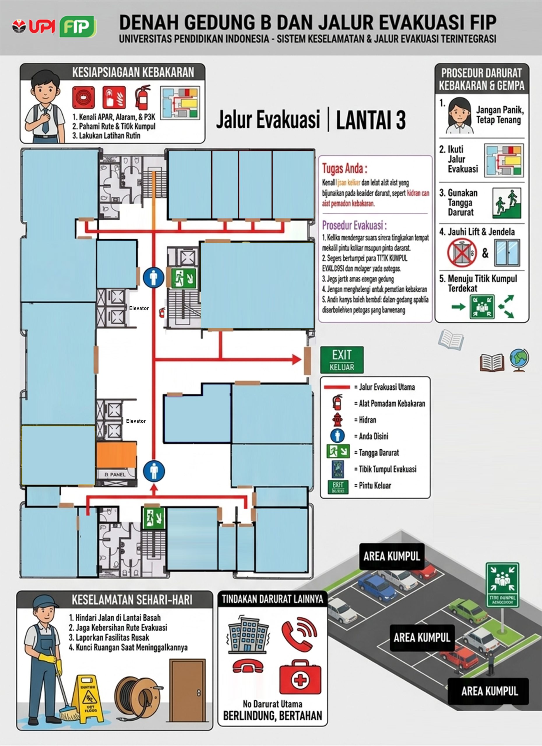 Infografis Mitigasi FIP UPI - Lantai 3